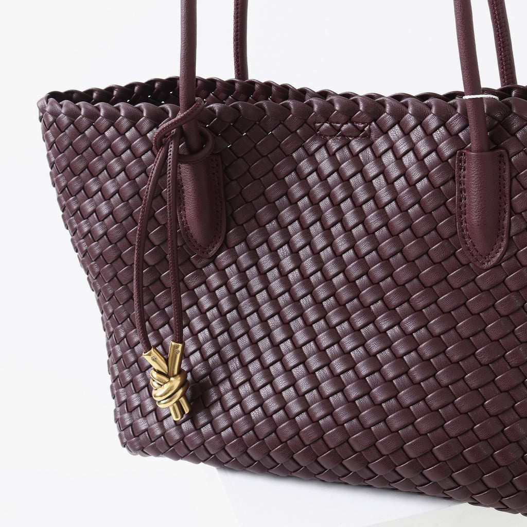 Bonnie Woven Tote Bag - Deep Burgundy