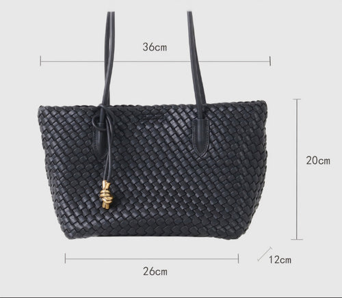 Bonnie Woven Tote Bag - Black