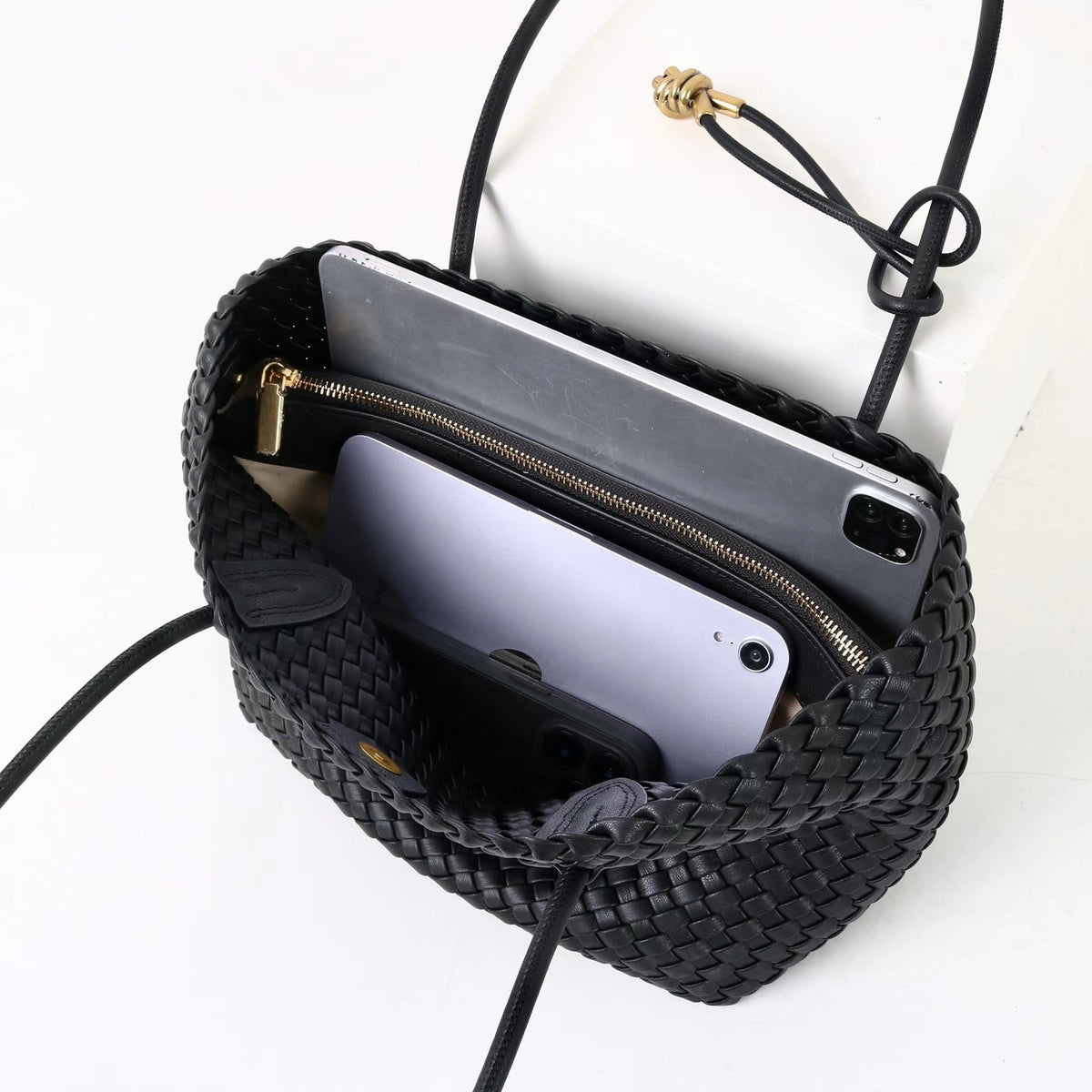 Bonnie Woven Tote Bag - Black