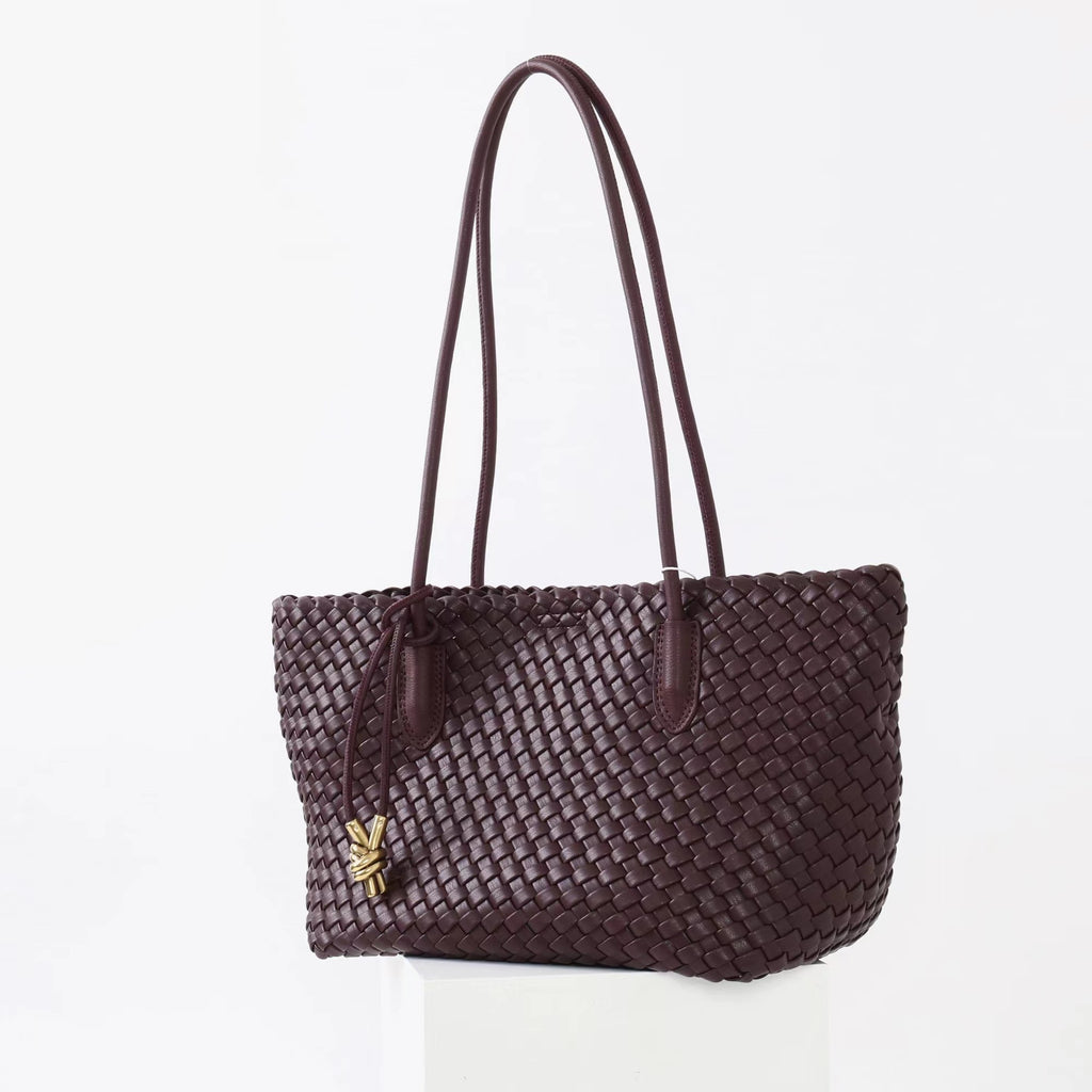 Bonnie Woven Tote Bag - Deep Burgundy