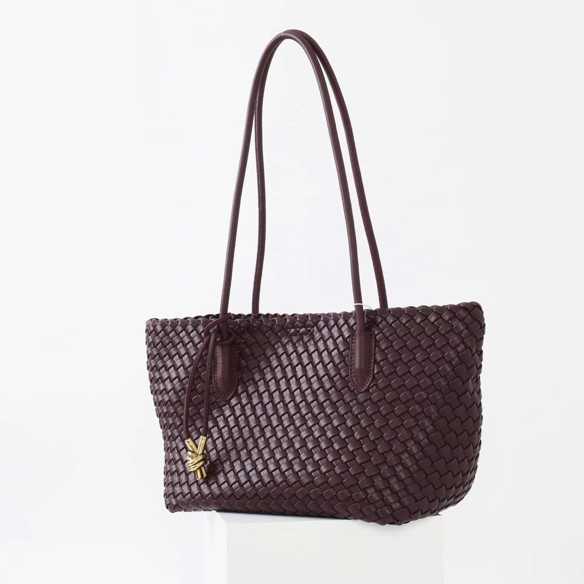 Bonnie Woven Tote Bag - Deep Burgundy